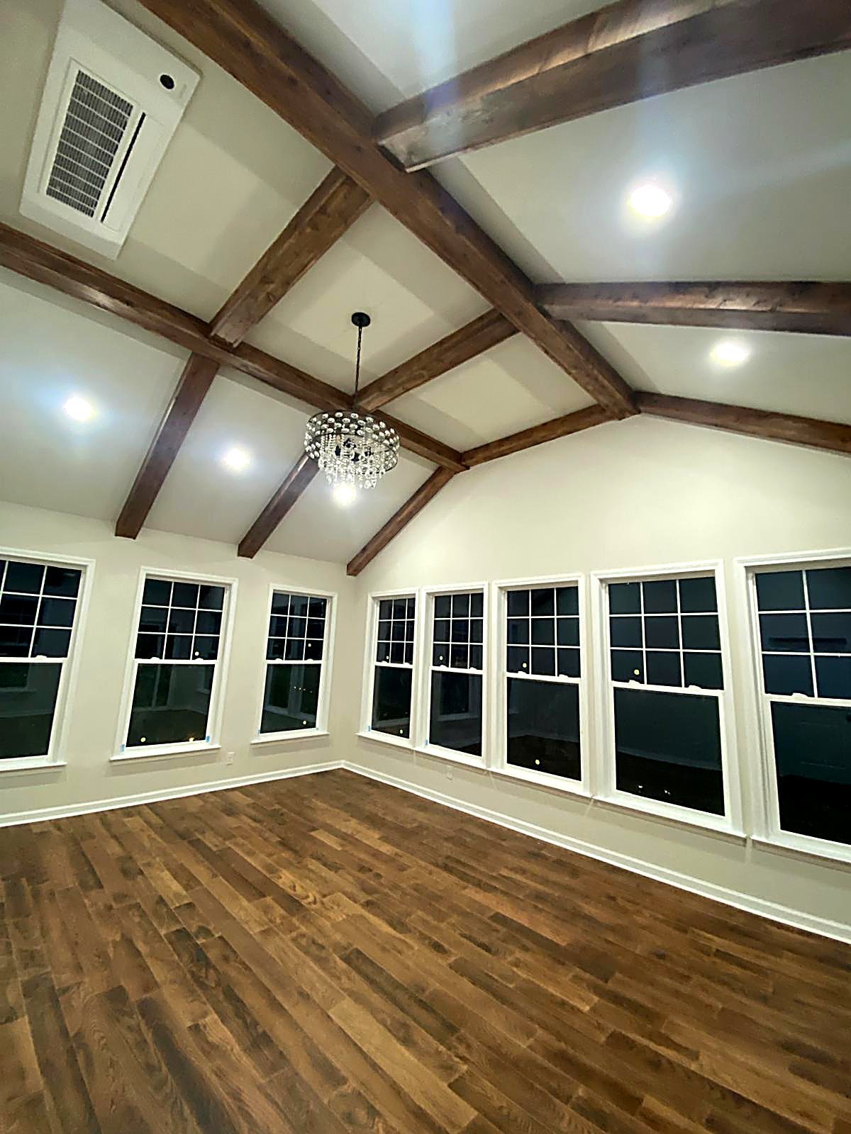 Vaulted wood beam ceiling